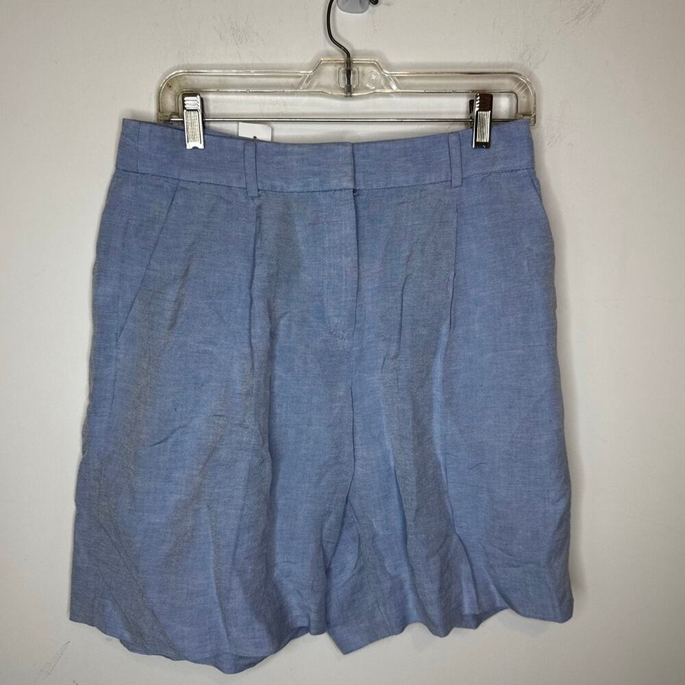 Ann Taylor Womens Light Blue Linen Pleated Shorts Size 2 New